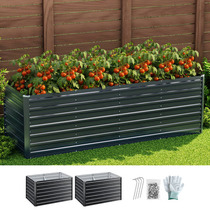 Green Fingers 2-in-1 Raised Garden Bed Kit, 240cm/120cm| 77cm Extra Deep Ergonomic Planter Box | Protect Your GARDEN-77-120-AG-FC2