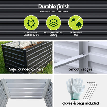Green Fingers 2-in-1 Raised Garden Bed Kit, 240cm/120cm| 77cm Extra Deep Ergonomic Planter Box | Protect Your GARDEN-77-120-AG-FC2