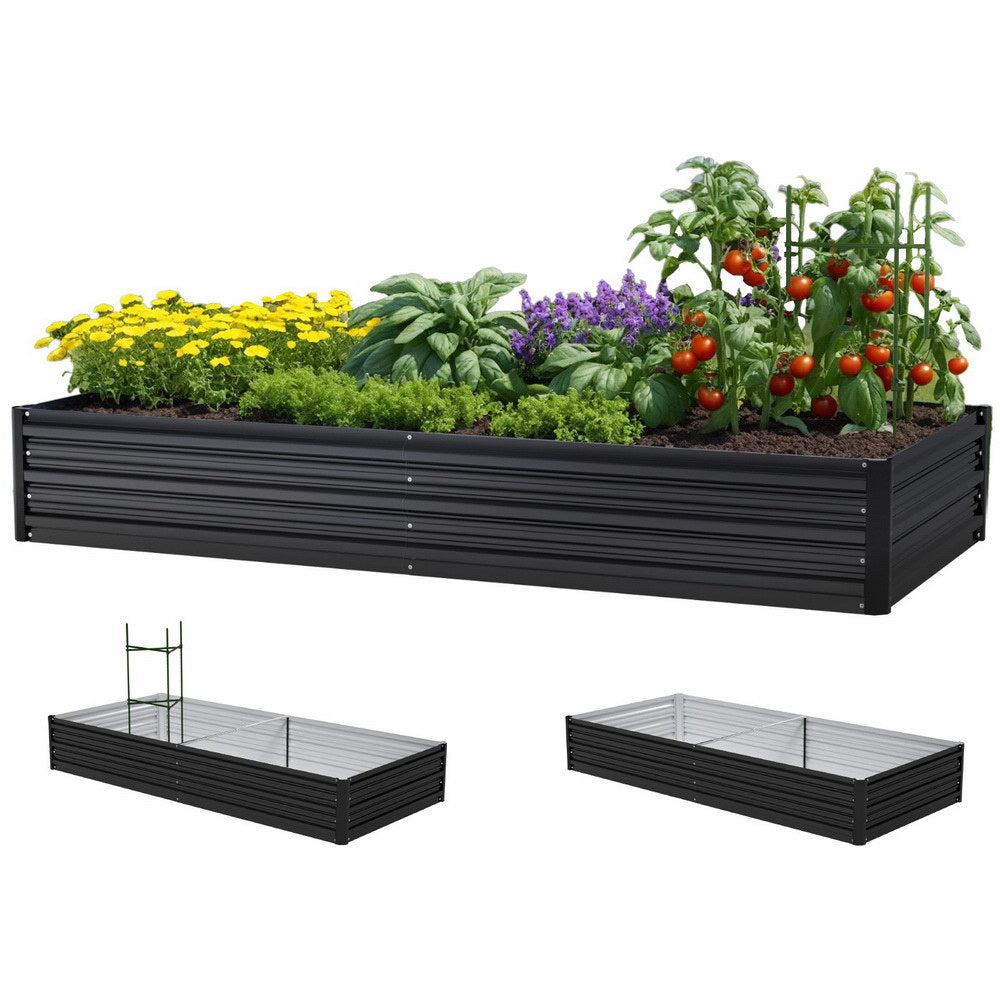 Green Fingers Raised Garden Bed 2 Pcs 210x90cm Planter Box Container Galvanised Metal Outdoor GARDEN-AG-290-CL