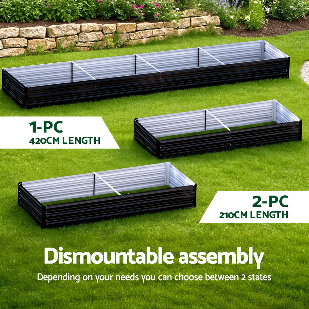 Green Fingers Raised Garden Bed 2 Pcs 210x90cm Planter Box Container Galvanised Metal Outdoor GARDEN-AG-290-CL
