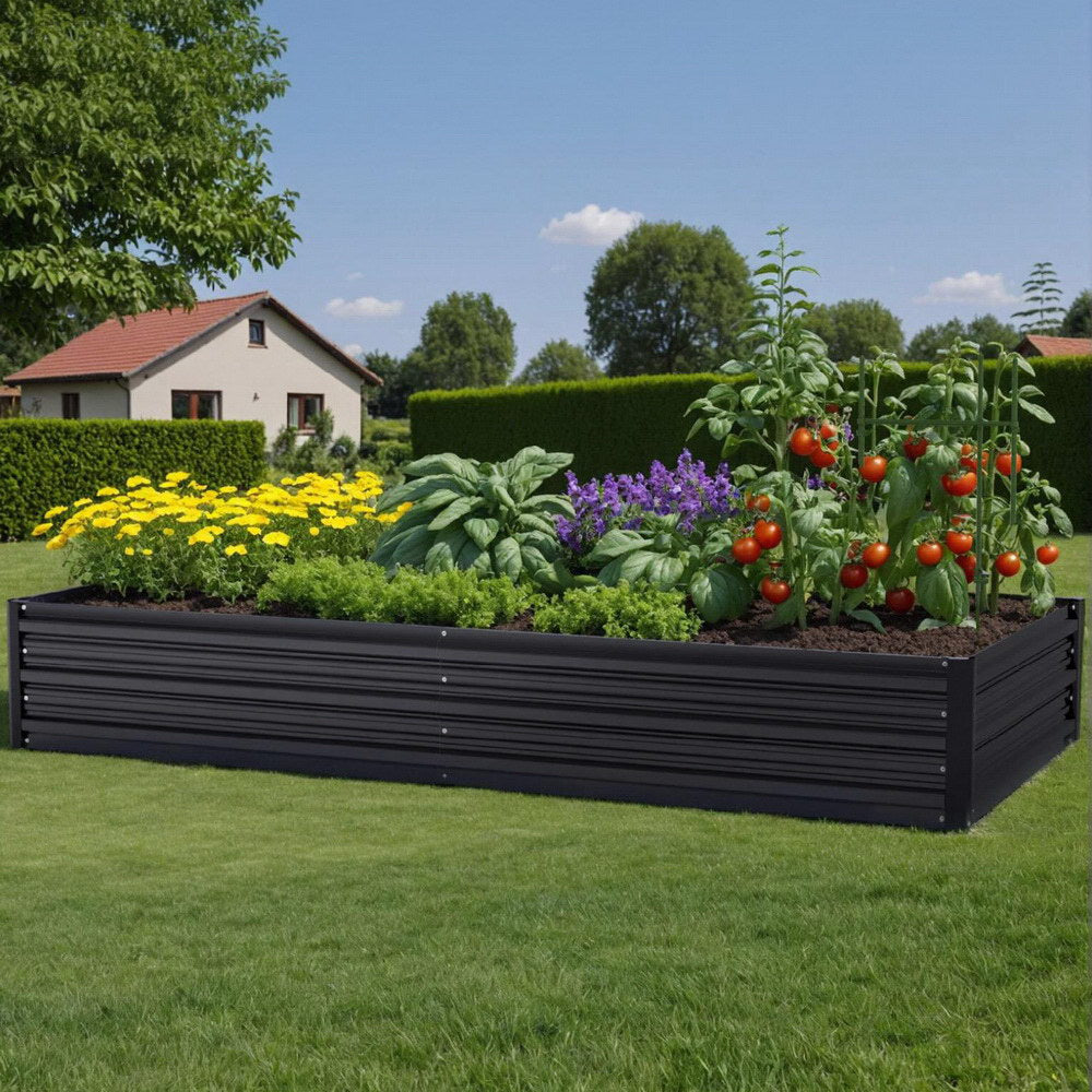 Green Fingers Raised Garden Bed 2 Pcs 210x90cm Planter Box Container Galvanised Metal Outdoor GARDEN-AG-290-CL
