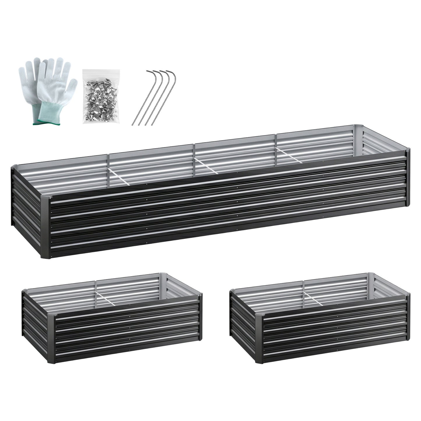 Green Fingers 2-in-1 Raised Garden Bed Kit 45cm Professional Depth Ergonomic 240cm Large Metal Planter Box | GARDEN-AG-45-12-FC2