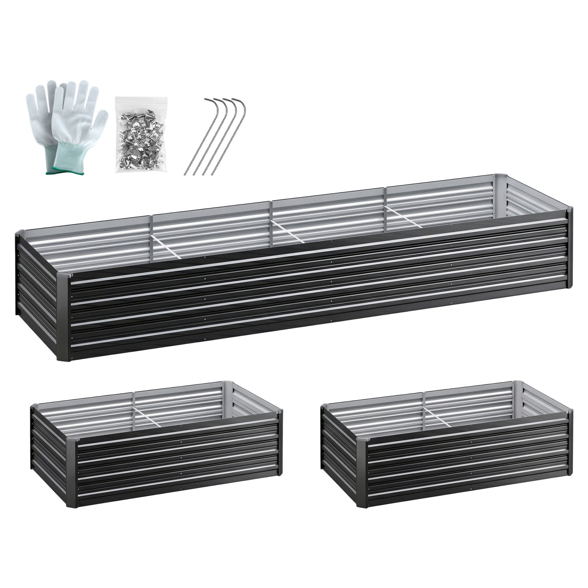 Green Fingers 2-in-1 Raised Garden Bed Kit 45cm Professional Depth Ergonomic 240cm Large Metal Planter Box | GARDEN-AG-45-12-FC2