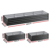 Green Fingers 2-in-1 Raised Garden Bed Kit 45cm Professional Depth Ergonomic 240cm Large Metal Planter Box | GARDEN-AG-45-12-FC2