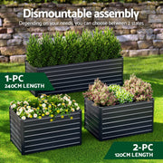 Green Fingers 2-in-1 Raised Garden Bed Kit 45cm Professional Depth Ergonomic 240cm Large Metal Planter Box | GARDEN-AG-45-12-FC2