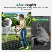 Green Fingers 2-in-1 Raised Garden Bed Kit 45cm Professional Depth Ergonomic 240cm Large Metal Planter Box | GARDEN-AG-45-12-FC2