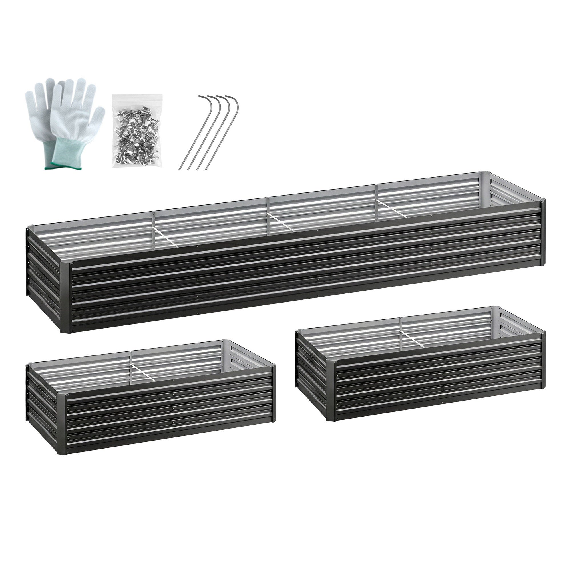 Green Fingers 2-in-1 Raised Garden Bed Kit Ergonomic 45cm Professional Depth 320cm Large Metal Planter Box | GARDEN-AG-45-16-FC2
