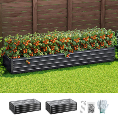 Green Fingers 2-in-1 Raised Garden Bed Kit Ergonomic 45cm Professional Depth 320cm Large Metal Planter Box | GARDEN-AG-45-16-FC2