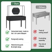 Green Fingers Elevated Metal Garden Bed Kit w Mini Greenhouse Cover 116x60cm Stand-Up Height Trellis GARDEN-AG-80-COVER
