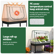 Green Fingers Elevated Metal Garden Bed Kit w Mini Greenhouse Cover 116x60cm Stand-Up Height Trellis GARDEN-AG-80-COVER