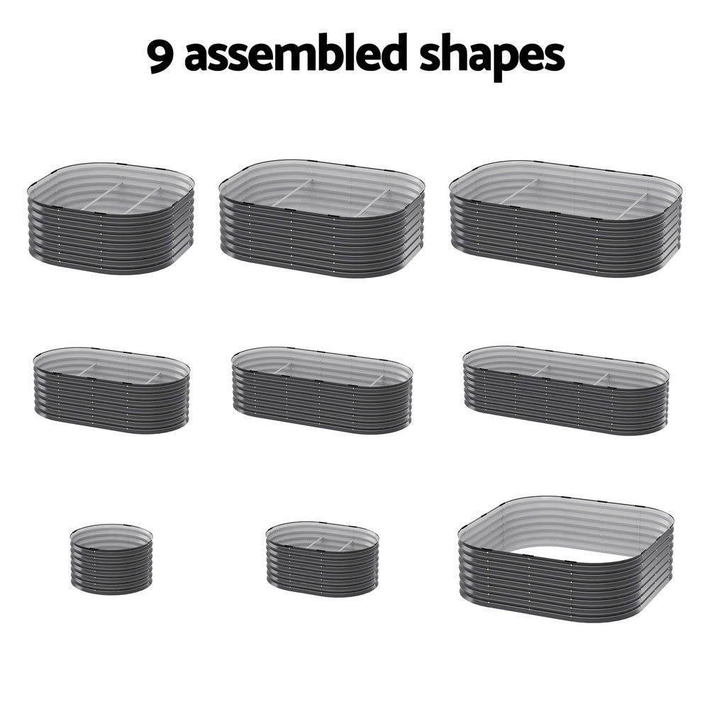 Green Fingers Garden Bed 9 In 1 Modular Planter Box Raised Container Galvanised GARDEN-AG-MOD-21080