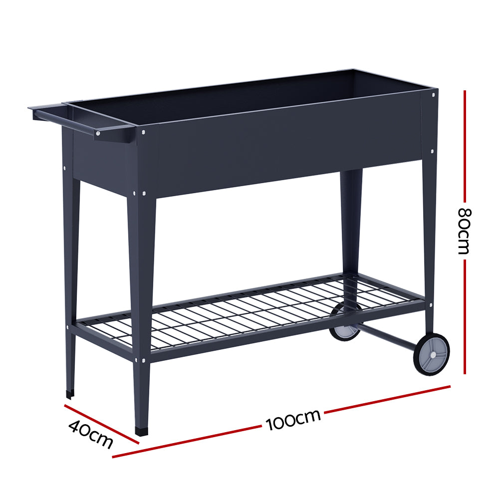 Green Fingers Garden Bed Elevated 100X40X80cm Planter Box Raised Container Herb GARDEN-AG-PLAT-ROLL