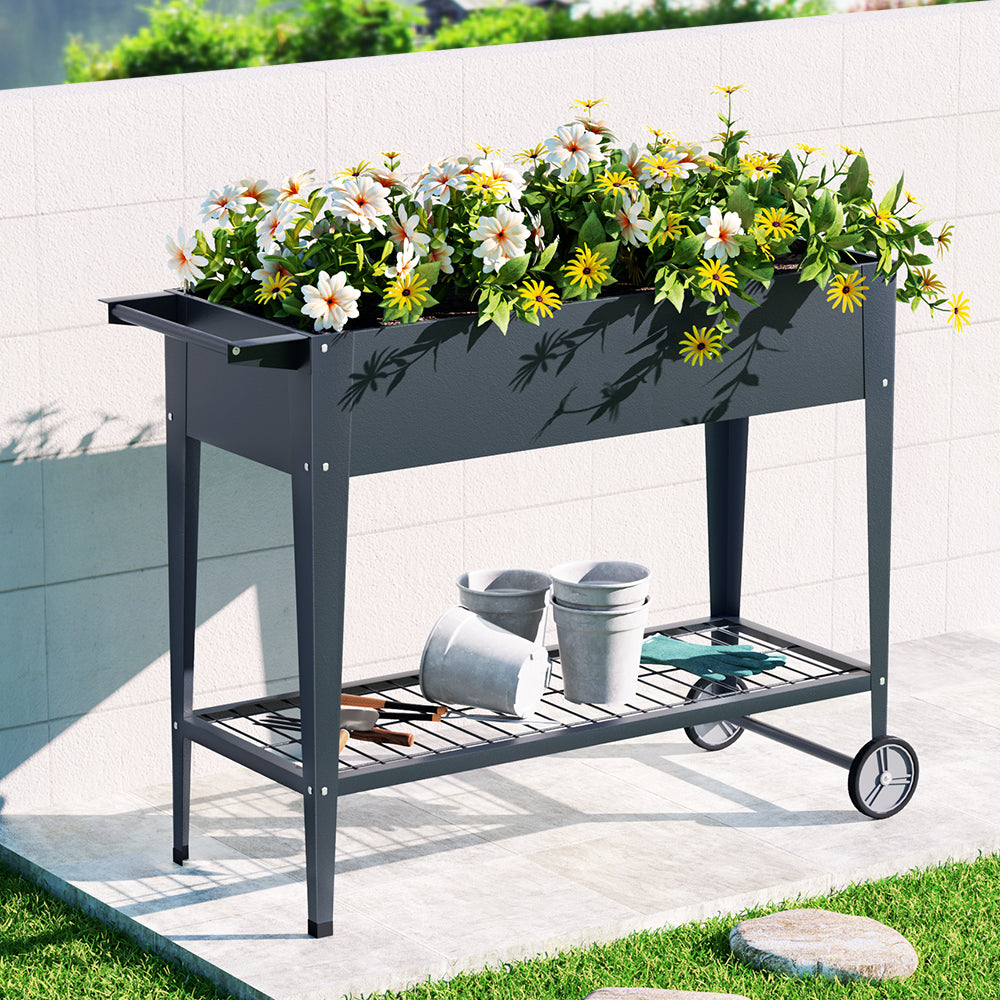 Green Fingers Garden Bed Elevated 100X40X80cm Planter Box Raised Container Herb GARDEN-AG-PLAT-ROLL