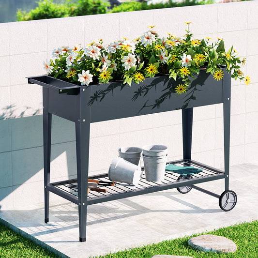 Green Fingers Garden Bed Elevated 100X40X80cm Planter Box Raised Container Herb GARDEN-AG-PLAT-ROLL
