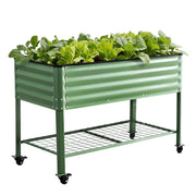 Green Fingers Elevated Raised Garden Bed Kit Mobile w/ Locking Wheels & Storage Shelf 100KG Max Load GARDEN-AG-PLAT-WLS