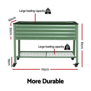 Green Fingers Elevated Raised Garden Bed Kit Mobile w/ Locking Wheels & Storage Shelf 100KG Max Load GARDEN-AG-PLAT-WLS