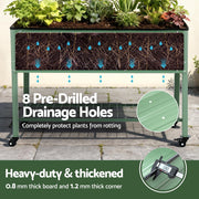 Green Fingers Elevated Raised Garden Bed Kit Mobile w/ Locking Wheels & Storage Shelf 100KG Max Load GARDEN-AG-PLAT-WLS