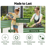 Green Fingers Elevated Raised Garden Bed Kit Mobile w/ Locking Wheels & Storage Shelf 100KG Max Load GARDEN-AG-PLAT-WLS