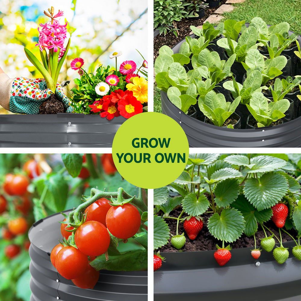 Green Fingers Garden Bed 90X45cm Planter Box Raised Container Galvanised Steel GARDEN-AG-ROU-9045-A