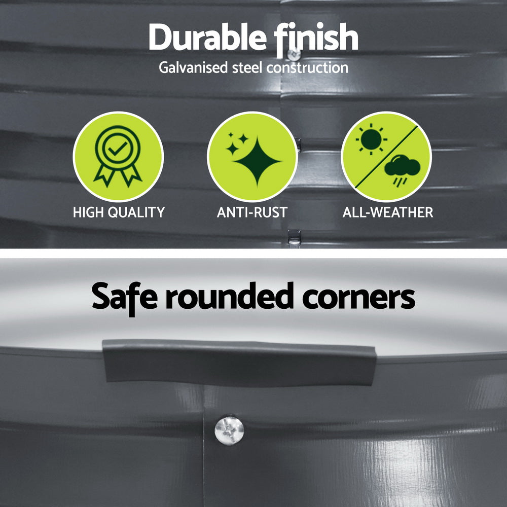 Green Fingers Garden Bed 90X45cm Round Latches Planter Box Raised Galvanised Herb GARDEN-AG-ROU-9045-B