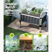 Green Fingers Garden Bed 80x49x74cm Greenhouse Planter Box Raised Galvanised Herb GARDEN-ALU-80-ROOF