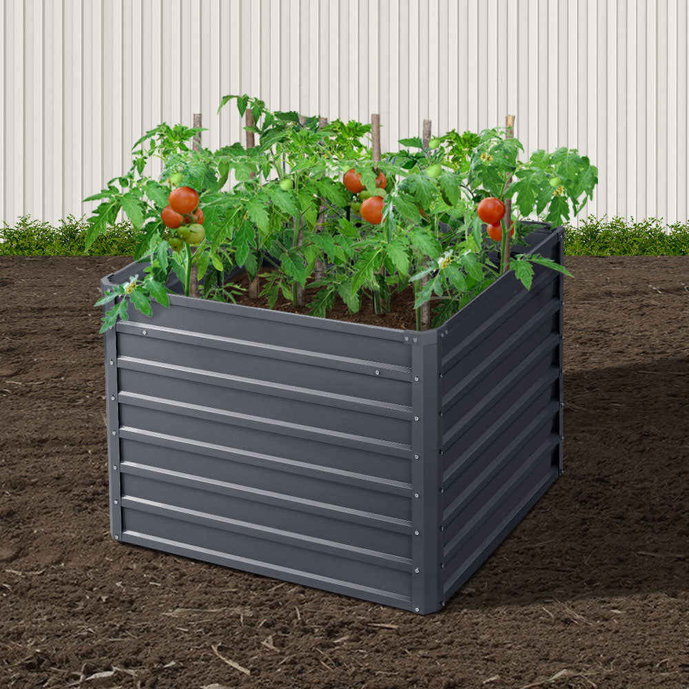 Green Fingers 2x Garden Bed 100x100x77cm Planter Box Raised Container Galvanised GARDEN-ALUMGR-10-FC2