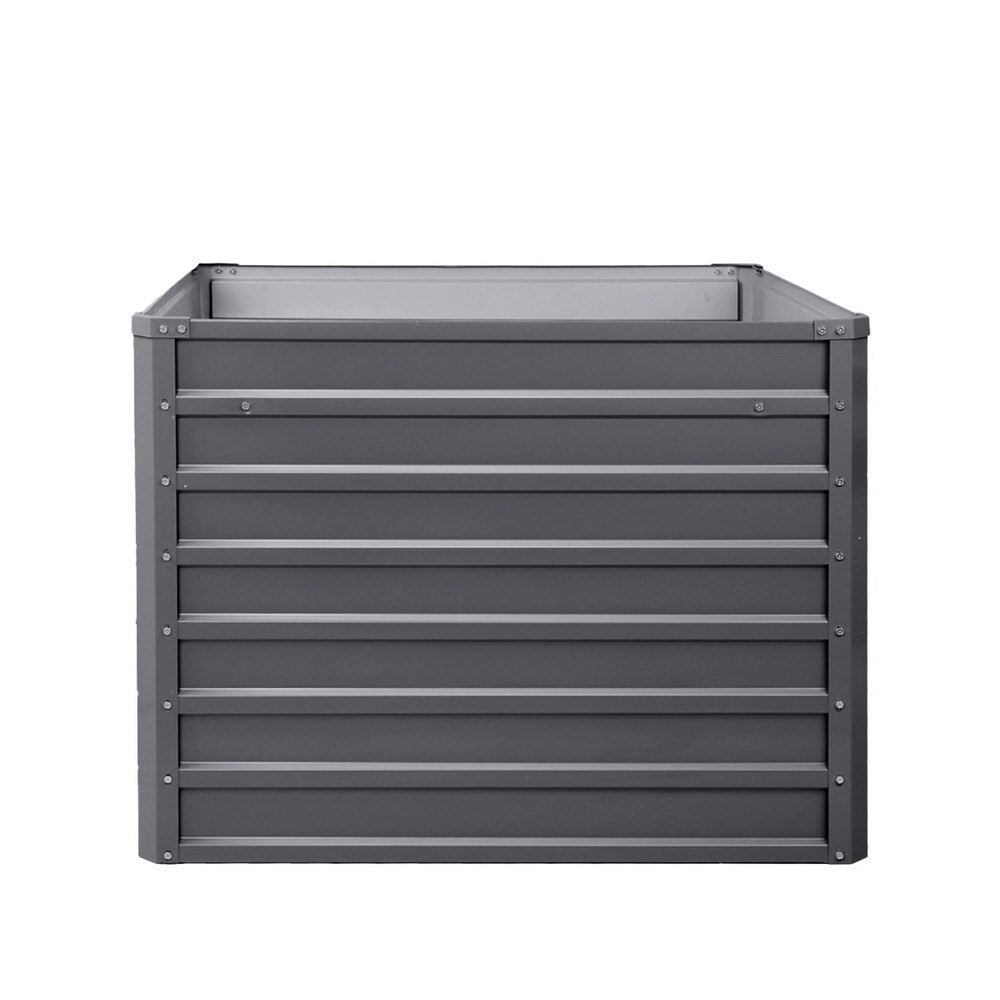 Green Fingers 2x Garden Bed 100x100x77cm Planter Box Raised Container Galvanised GARDEN-ALUMGR-10-FC2