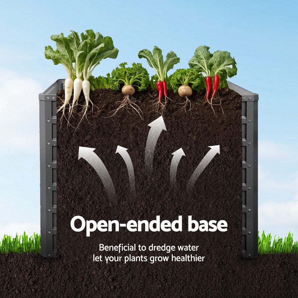 Green Fingers 2x Garden Bed 100x100x77cm Planter Box Raised Container Galvanised GARDEN-ALUMGR-10-FC2