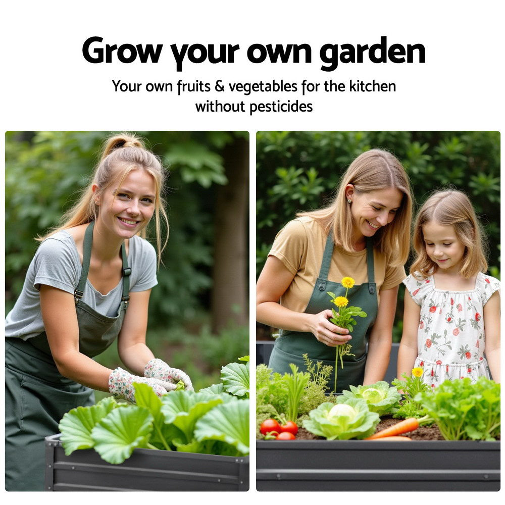 Green Fingers 2x Garden Bed 100x100x77cm Planter Box Raised Container Galvanised GARDEN-ALUMGR-10-FC2