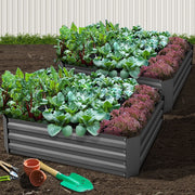 Green Fingers 2x Garden Bed 120x90cm Planter Box Raised Container Galvanised Herb GARDEN-ALUMGR-12-FC2