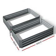Green Fingers 2x Garden Bed 120x90cm Planter Box Raised Container Galvanised Herb GARDEN-ALUMGR-12-FC2