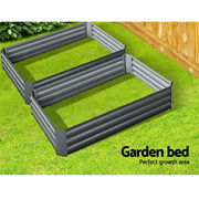 Green Fingers 2x Garden Bed 120x90cm Planter Box Raised Container Galvanised Herb GARDEN-ALUMGR-12-FC2