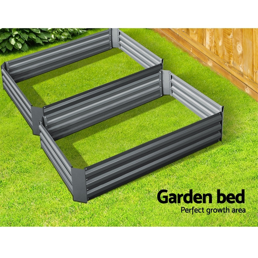 Green Fingers 2x Garden Bed 120x90cm Planter Box Raised Container Galvanised Herb GARDEN-ALUMGR-12-FC2