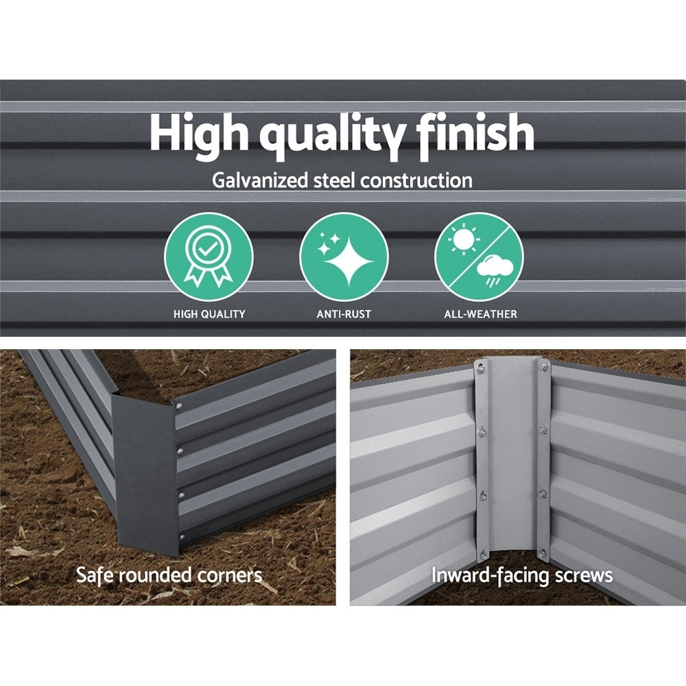 Green Fingers 2x Garden Bed 120x90cm Planter Box Raised Container Galvanised Herb GARDEN-ALUMGR-12-FC2