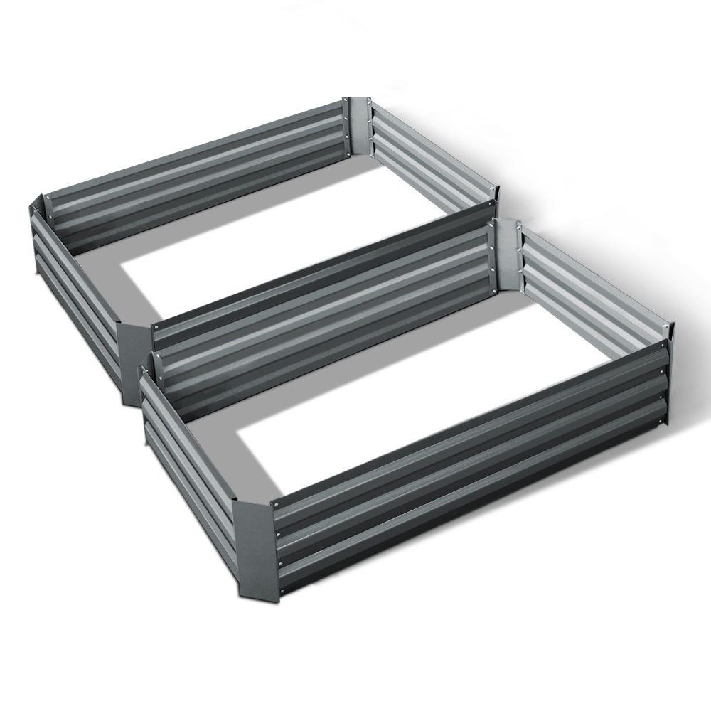 Green Fingers 2x Garden Bed 120x90cm Planter Box Raised Container Galvanised Herb GARDEN-ALUMGR-12-FC2