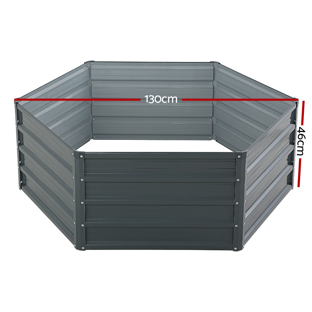 Green Fingers 2x Garden Bed 130x130x46cm Planter Box Raised Container Galvanised GARDEN-ALUMGR-13-FC2
