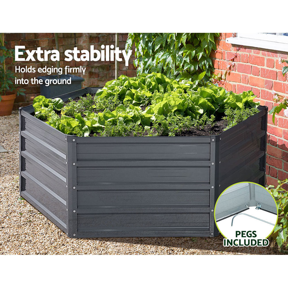 Green Fingers 2x Garden Bed 130x130x46cm Planter Box Raised Container Galvanised GARDEN-ALUMGR-13-FC2
