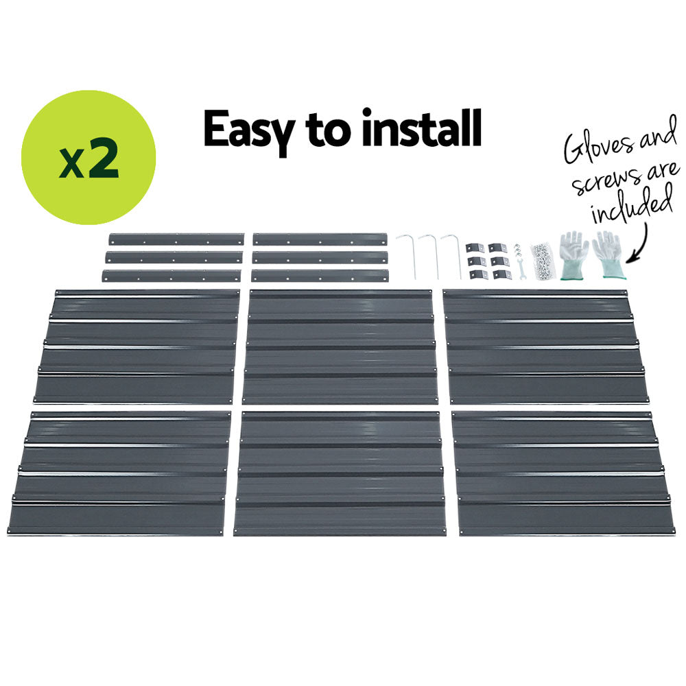 Green Fingers 2x Garden Bed 130x130x46cm Planter Box Raised Container Galvanised GARDEN-ALUMGR-13-FC2