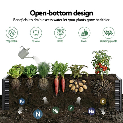 Green Fingers 2-in-1 Raised Garden Bed Kit, 320cm/160cm| 77cm Extra Deep Ergonomic Planter Box | Protect Your GARDEN-ALUMGR-16-FC2