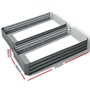 Green Fingers 2x Garden Bed 210x90cm Planter Box Raised Container Galvanised Herb GARDEN-ALUMGR-21-FC2