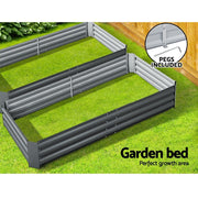 Green Fingers 2x Garden Bed 210x90cm Planter Box Raised Container Galvanised Herb GARDEN-ALUMGR-21-FC2