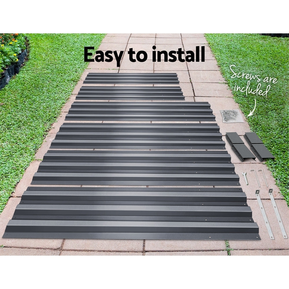Green Fingers 2x Garden Bed 210x90cm Planter Box Raised Container Galvanised Herb GARDEN-ALUMGR-21-FC2