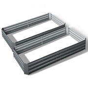 Green Fingers 2x Garden Bed 210x90cm Planter Box Raised Container Galvanised Herb GARDEN-ALUMGR-21-FC2
