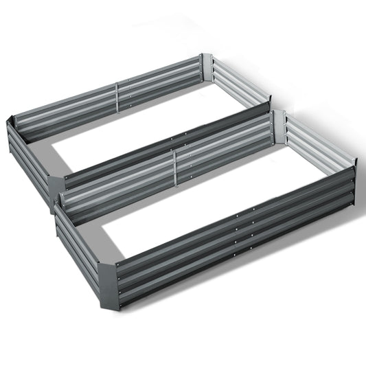 Green Fingers 2x Garden Bed 210x90cm Planter Box Raised Container Galvanised Herb GARDEN-ALUMGR-21-FC2