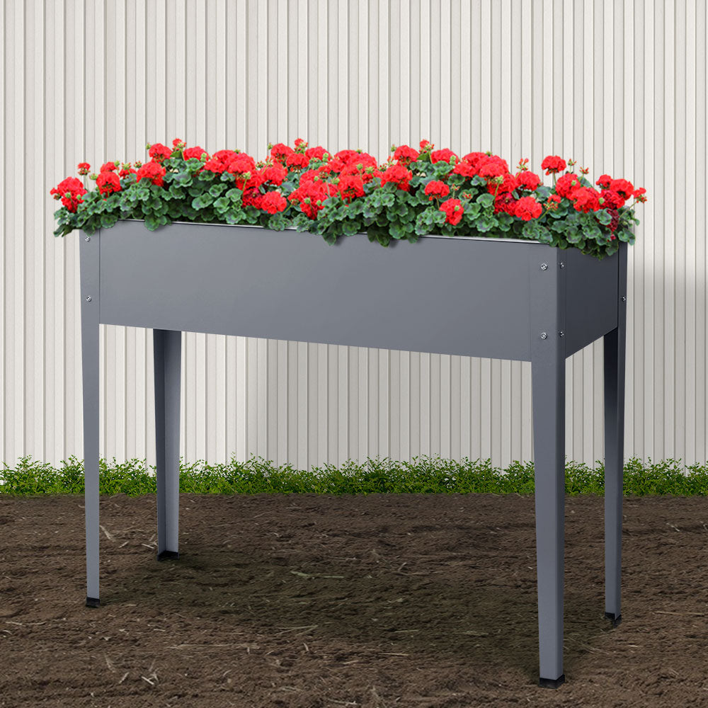 Green Fingers Garden Bed Elevated 100X80X30cm Planter Box Container Galvanised GARDEN-ALUMGR-PLAT-L