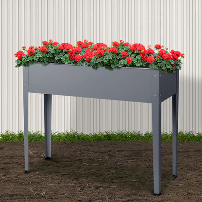 Green Fingers Garden Bed Elevated 100X80X30cm Planter Box Container Galvanised GARDEN-ALUMGR-PLAT-L