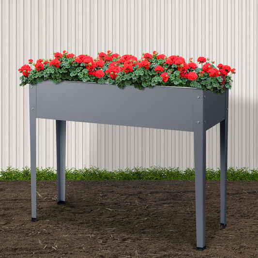 Green Fingers Garden Bed Elevated 100X80X30cm Planter Box Container Galvanised GARDEN-ALUMGR-PLAT-L