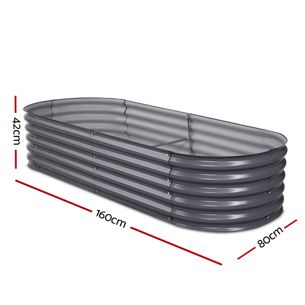 Green Fingers Garden Bed 160X80X42cm Oval Planter Box Raised Container Galvanised GARDEN-OVAL-1608042