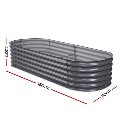 Green Fingers Garden Bed 160X80X42cm Oval Planter Box Raised Container Galvanised GARDEN-OVAL-1608042