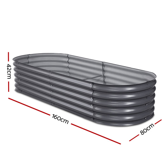 Green Fingers Garden Bed 160X80X42cm Oval Planter Box Raised Container Galvanised GARDEN-OVAL-1608042
